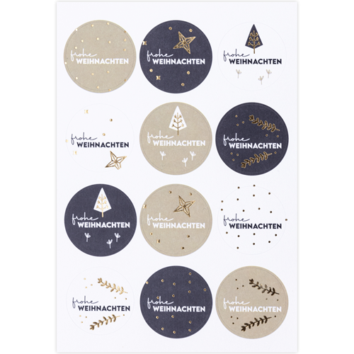 Sticker Rund Frohe Weihnachten